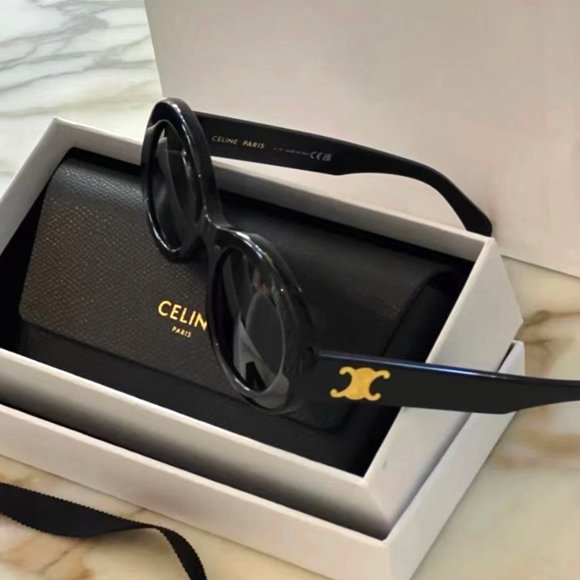 Celine Oval Sunglasses Triomphe Black - Picture 3 of 5